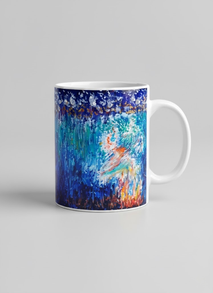 Golden Water blue art mug